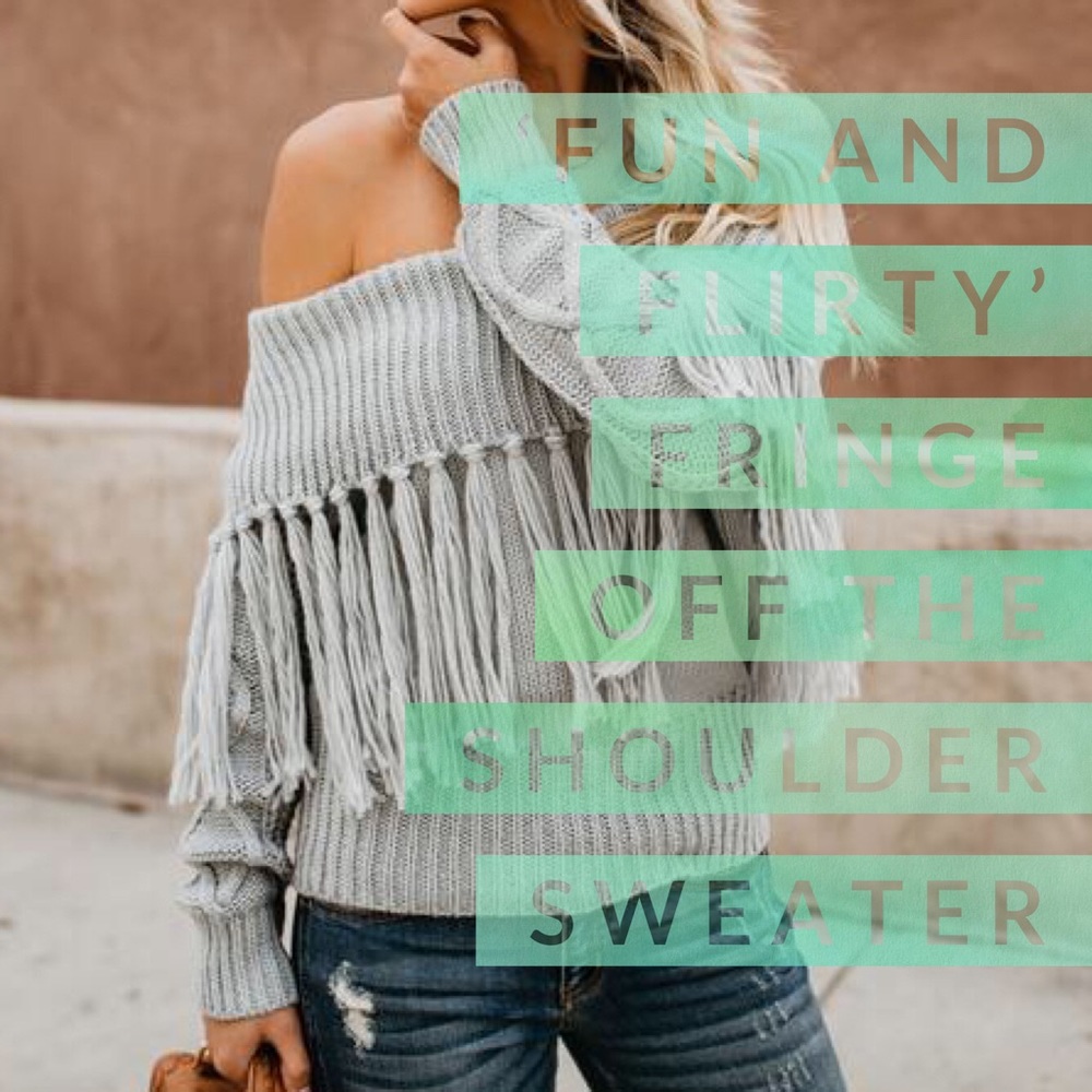 ‘Fun And Flirty’ Fringe Off The Shoulder Sweater